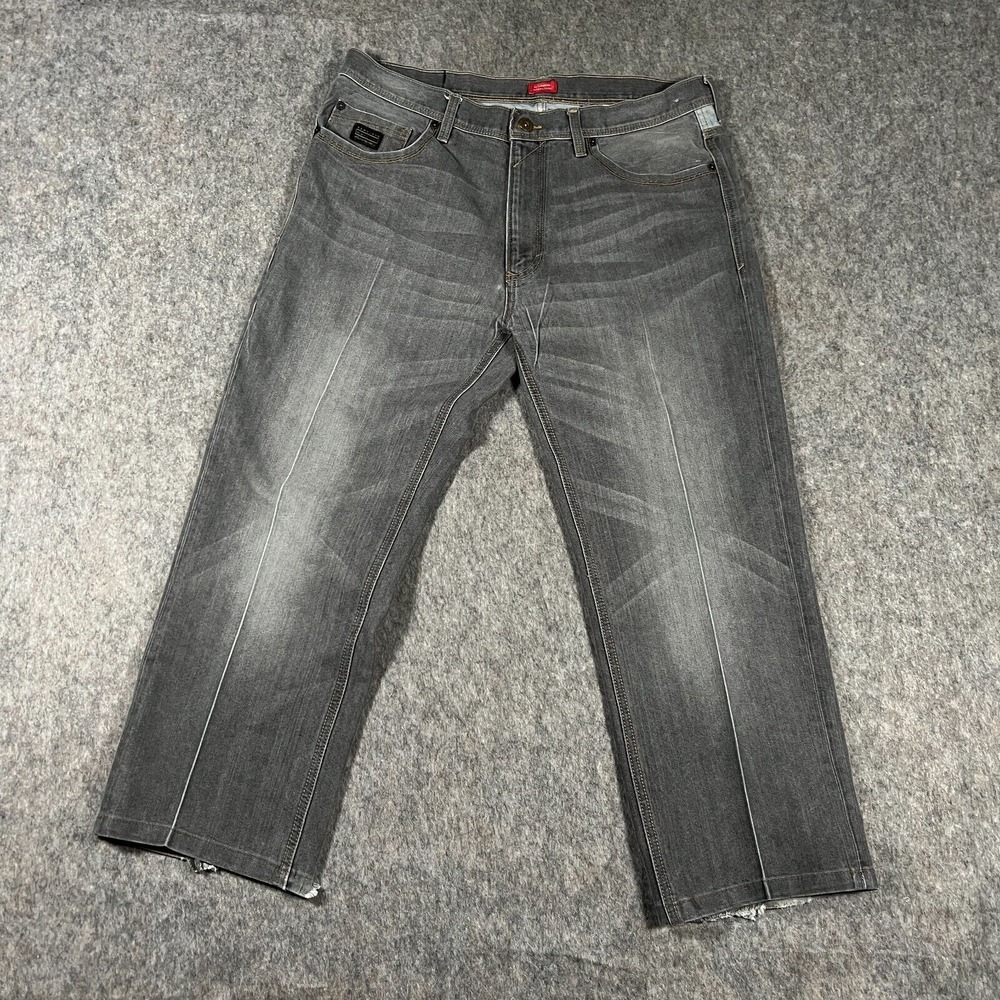 Sean John Hamilton Men's Straight Jeans Size 36x32 Gray‎ Denim Cotton Distressed